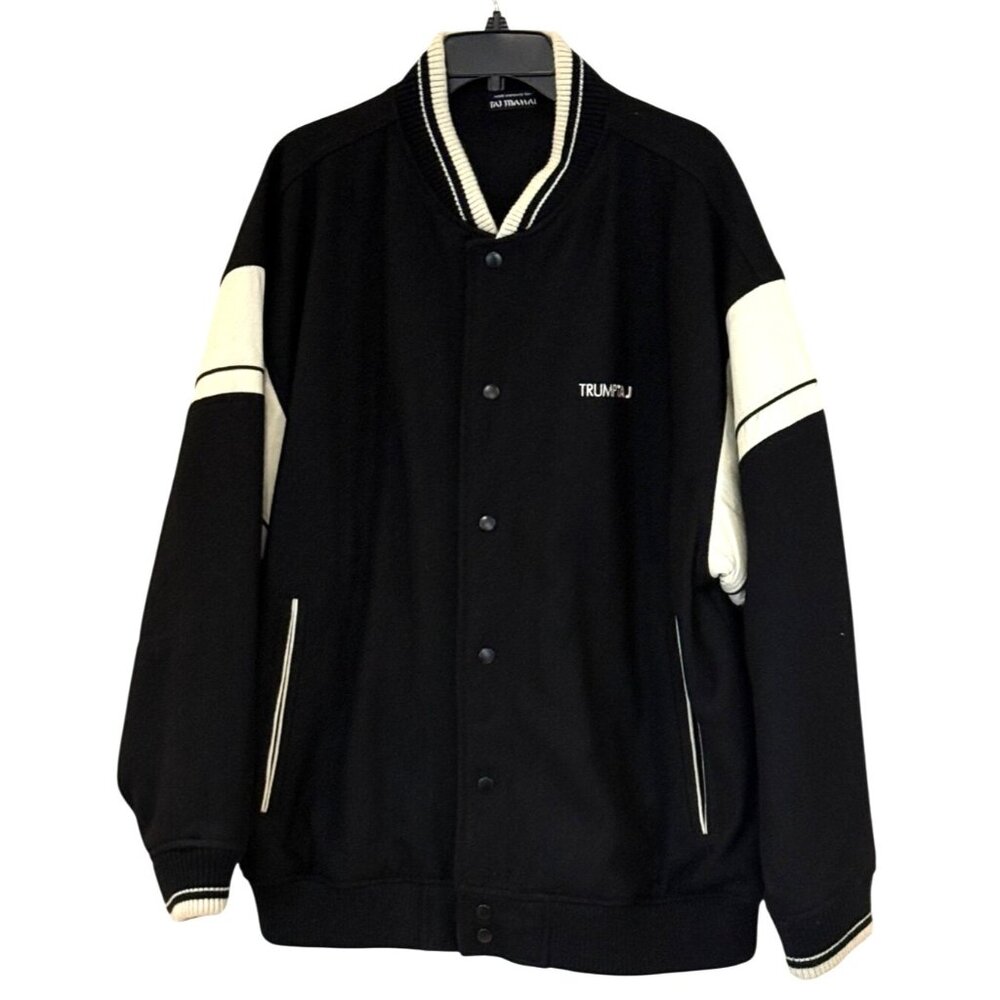 Taj Mahal Trump Men's Varsity Jacket Black White Bomber Size XL